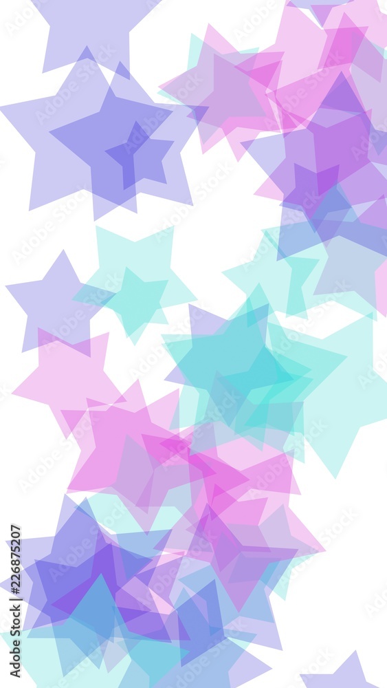 Multicolored translucent stars on a white background. Vertical image orientation. 3D illustration Multicolored translucent stars on a white background. Vertical image orientation. 3D illustration