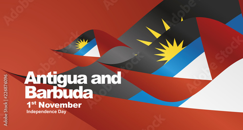 Antigua and Barbuda Independence Day flag ribbon landscape background