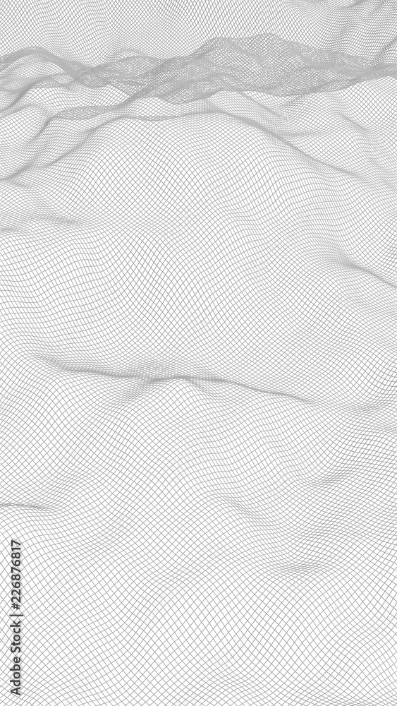 Abstract landscape on a white background. Cyberspace grid. Hi-tech network. 3d technology illustration Abstract landscape on a white background. Cyberspace grid. Hi-tech network. 3d technology illustration