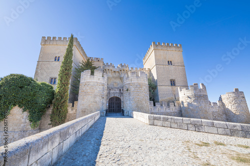 ancient stones access to landmark and monument of fifteenth century, castle in Ampudia village, Palencia, Castile Leon, Spain, Europe photo