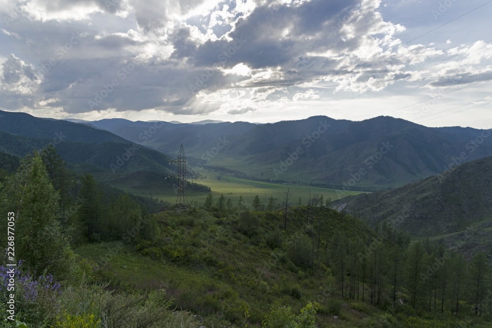 View from the mountain pass. Altai Mountains, Russia.
