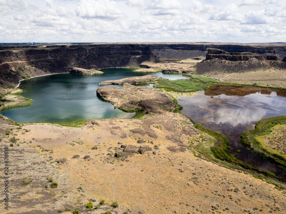 Dry Falls, a site of dried Ice Age giant waterfall in Washington state, USA