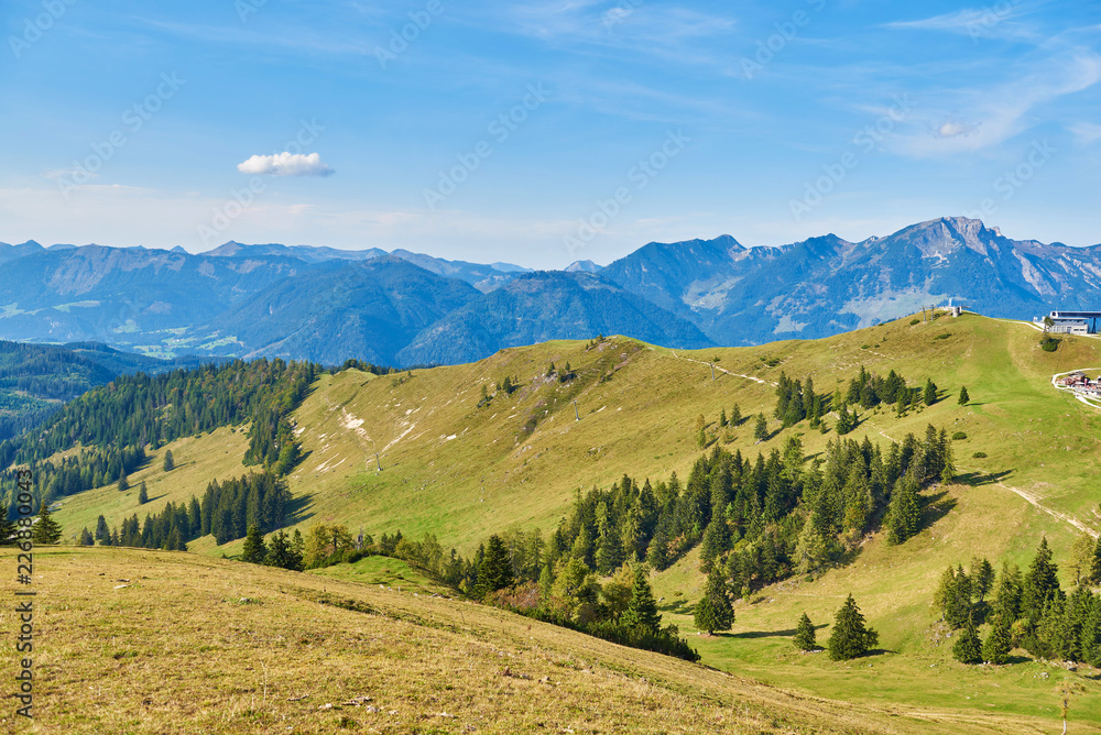 Beautiful valley landscape with mountains and forest in Austrian Alps. Salzkammergut region. Beautiful valley landscape with mountains and forest in Austrian Alps. Salzkammergut region.