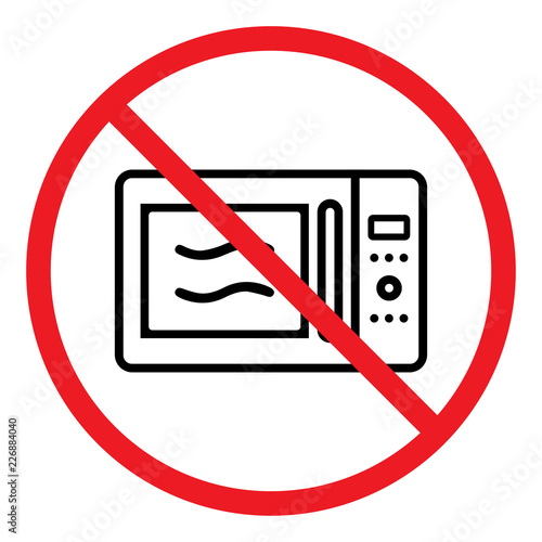 Microwave oven forbidden icon on white background