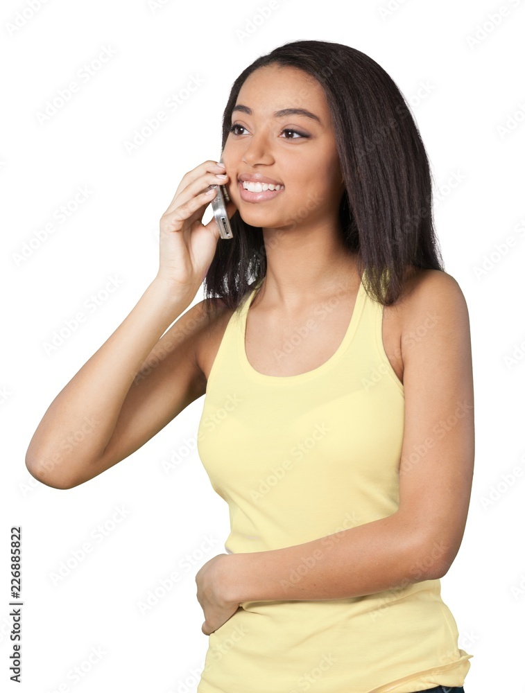 Young Woman Talking on Phone - Isolated Young Woman Talking on Phone - Isolated