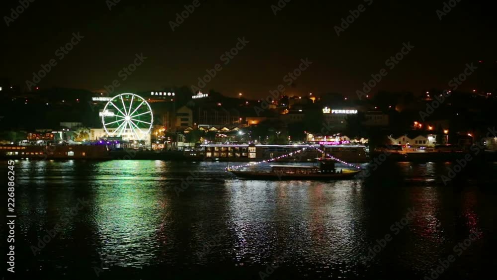 Night walk along the seafront in Porto on the Douro River. Night walk along the seafront in Porto on the Douro River.