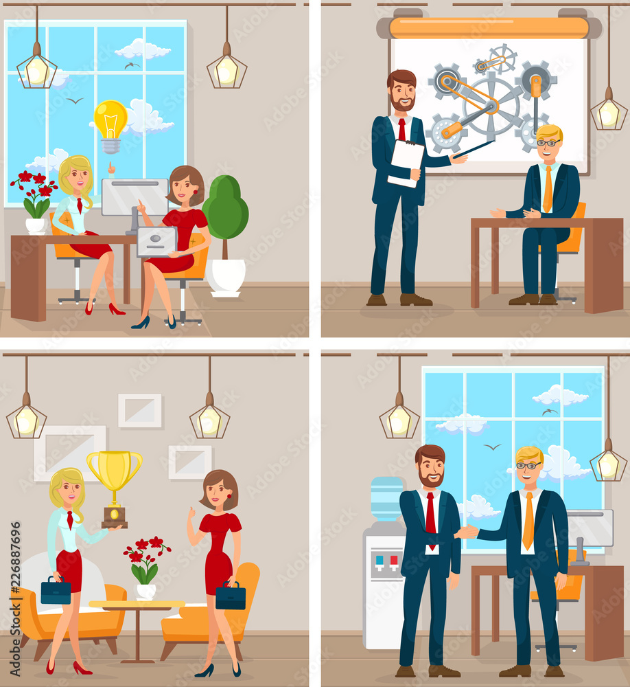 Office Work and Startup Development. Vector. Office Work and Startup Development. Vector.