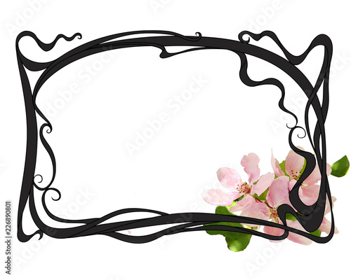 art nouveay frame with spring flowers