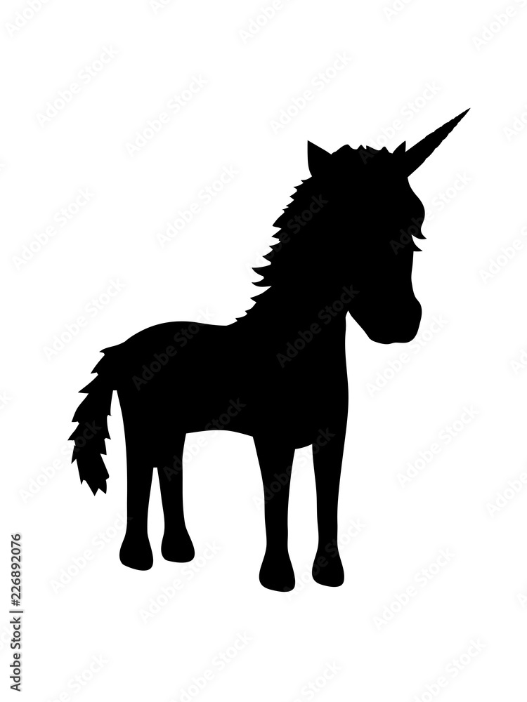silhouette umriss schatten glücklich stehend einhorn pferd horn unicorn