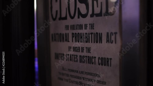 Fake prohibition sign indoors near bar photo
