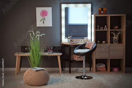 Interior of modern makeup room