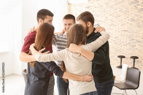 People standing together in...