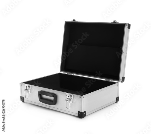 Obraz na plátně Open modern suitcase on white background