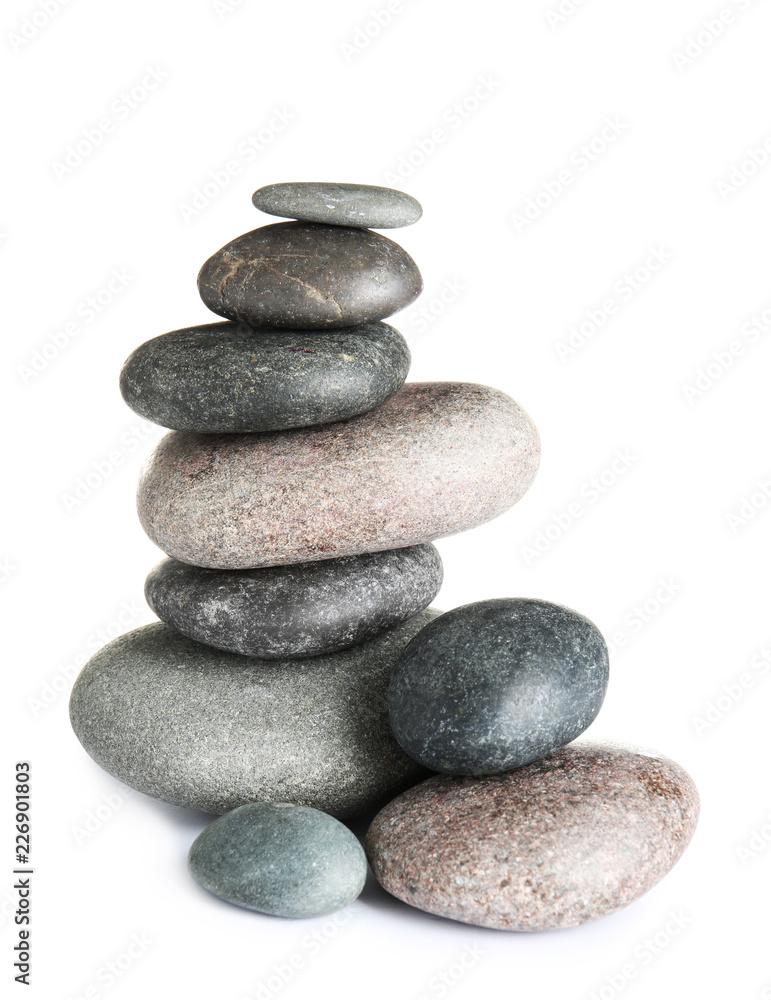 Stack of zen spa stones on white background Stack of zen spa stones on white background