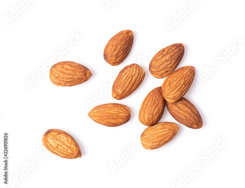 Fotobehang Almond. Nuts isolated on white background