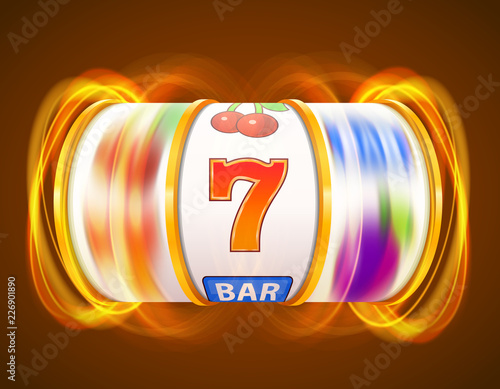Golden slot machine wins the jackpot. Casino concept.