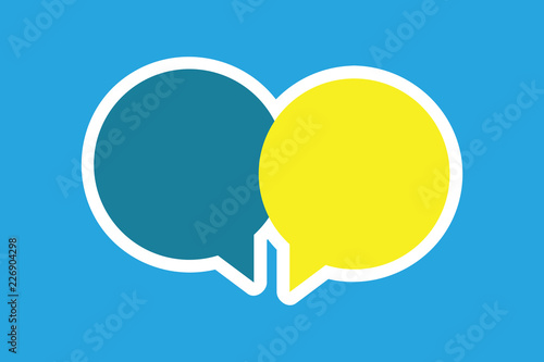 Flat design Vector Illustration Empty esp template copy text for Ad, promotion, poster, flyer, web banner, article. Two Blank Round Speech Bubble Overlapping Sticker style in Solid Color