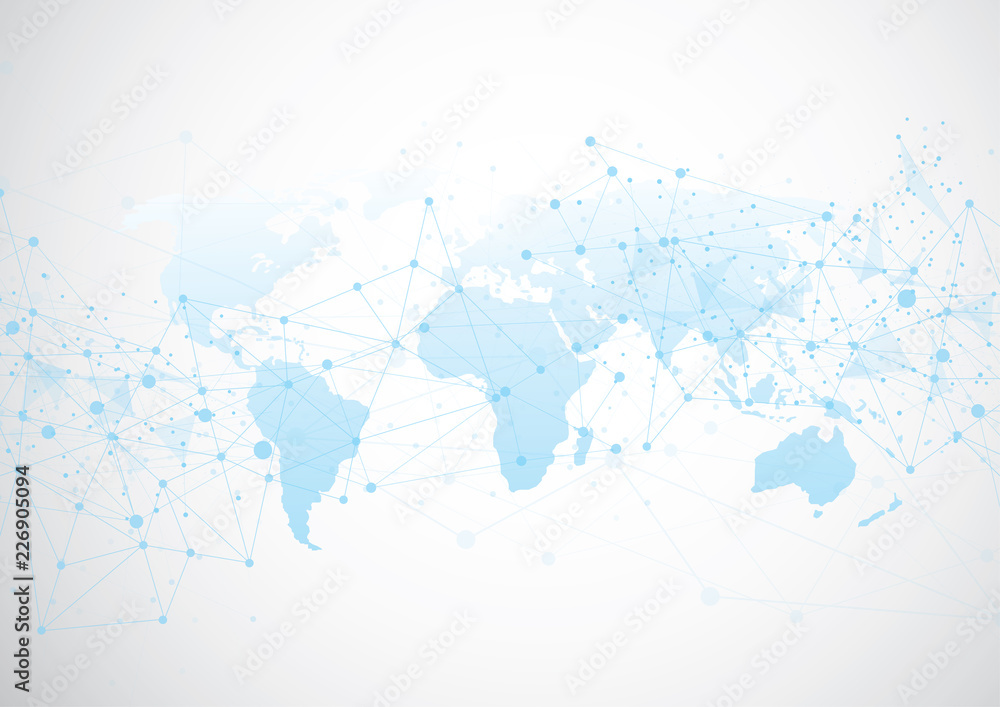 Global network connection. World map point and line composition concept of global business. Vector Illustration Global network connection. World map point and line composition concept of global business. Vector Illustration