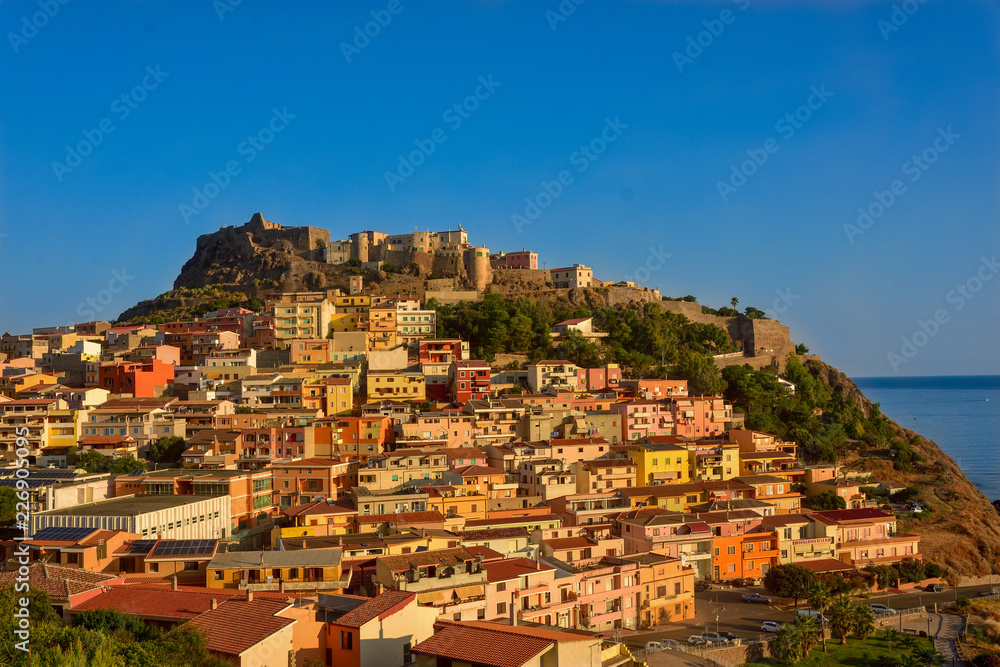 Fototapeta premium castle & city of Castelsardo (Sardinia, Italy) at sunrise