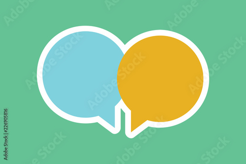 Flat design business Vector Illustration Empty template Layout for invitation greeting card promotion poster voucher. Two Blank Round Speech Bubble Overlapping Sticker style in Solid Color