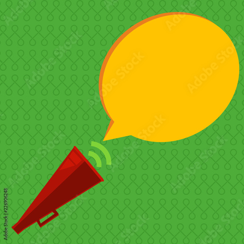 Flat design business Vector Illustration concept copy text for esp Web banners promotional material mock up template. Piped Megaphone with Sound Effect icon and Blank Halftone Speech Bubble