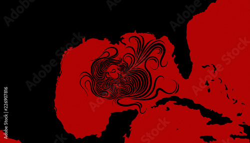 Illustration idea for Hurricane Michael heading towards North Florida, United States. photo