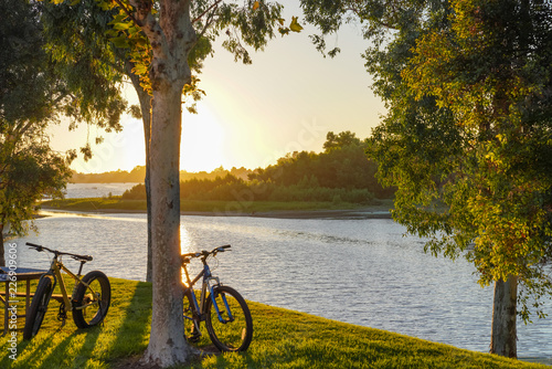 bike riding along the lake