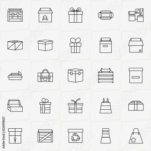 Boxes & Packages line icon set with packages, box and box and package