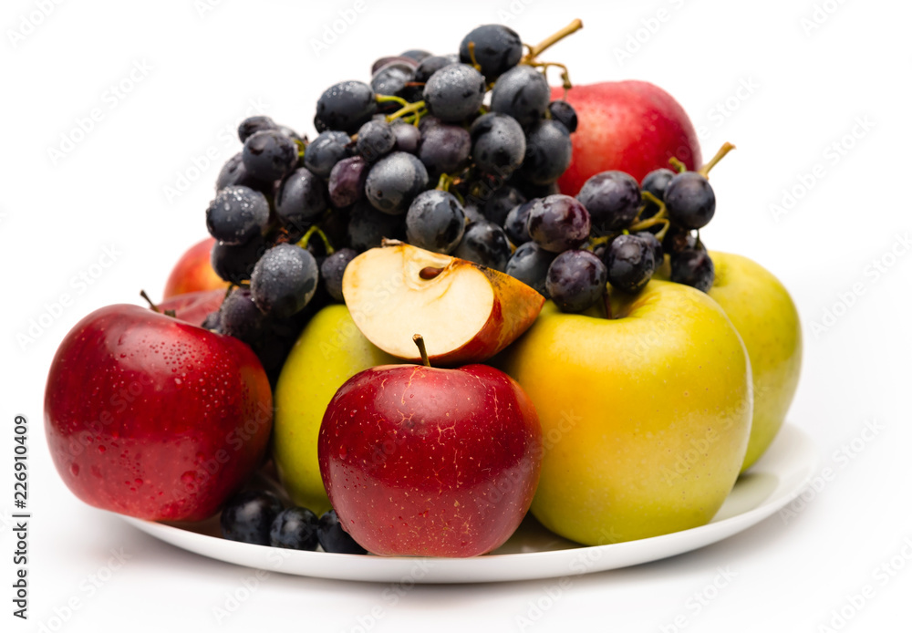 fresh fruit basket on white background fresh fruit basket on white background