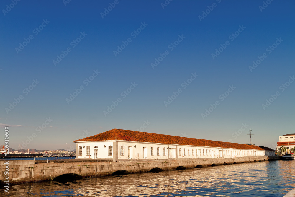 Building of the Naval Museum of Brazil during sunset in the port area of Rio de Janeiro, Brazil