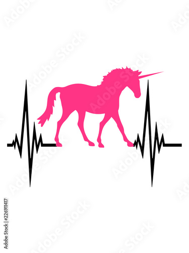 frequenz unicorn silhouette puls herzschlag glücklich springen einhorn pferd horn fabelwesen pony reiten mädchen comic cartoon clipart © Style-o-Mat-Design