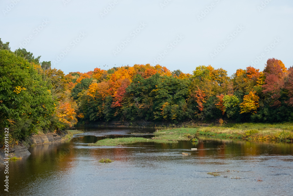 Looking down river at the fall foliage-1 Looking down river at the fall foliage-1