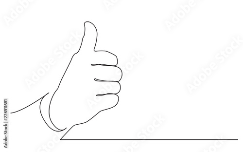 continuous line drawing of thumb up hand gesture