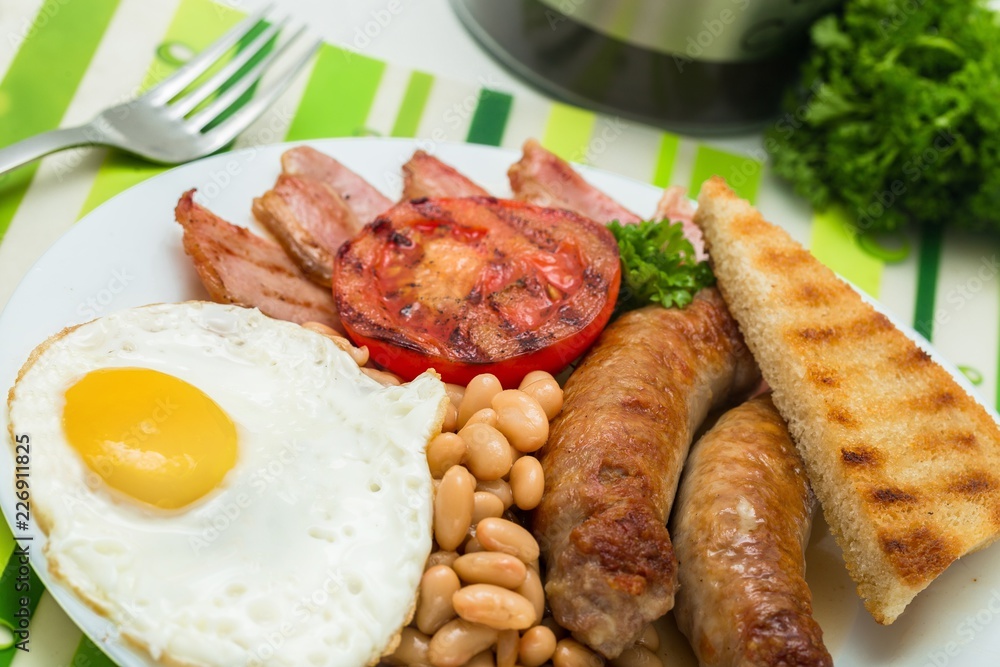 English Breakfast on the Plate - Close Up English Breakfast on the Plate - Close Up