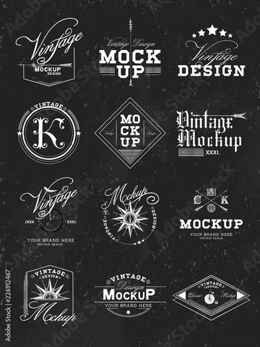 Set of vintage mockup logo design vector