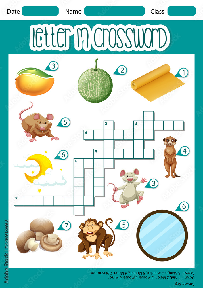 Letter M crossword worksheet Letter M crossword worksheet