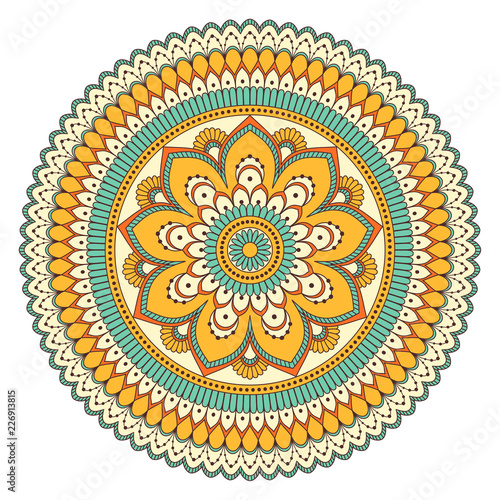Ethnic ornamental mandala. Decorative design element. Hand drawn illustration