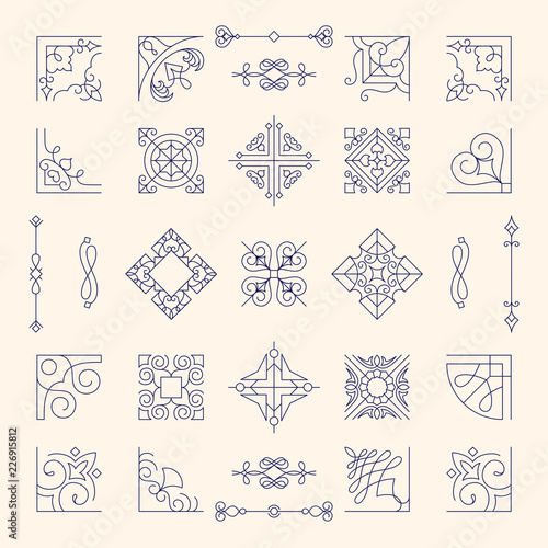 Collection of vintage ornament frame illustration