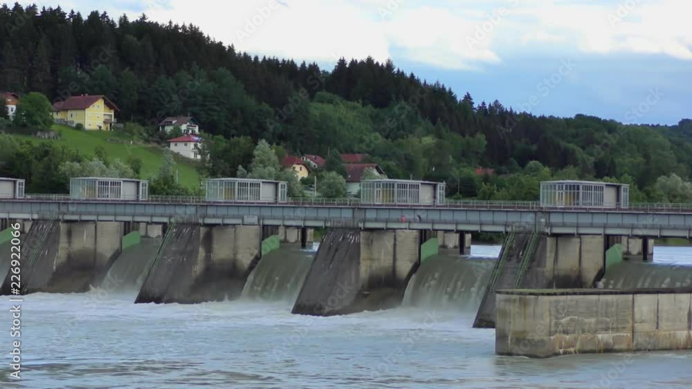 Spillway of the Passau-Ingling hydroelectric dam in Passau, Bayern, Germany Spillway of the Passau-Ingling hydroelectric dam in Passau, Bayern, Germany