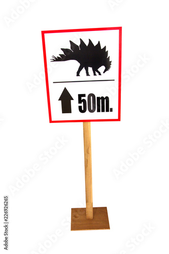 traffic label with dinosaur pictogram