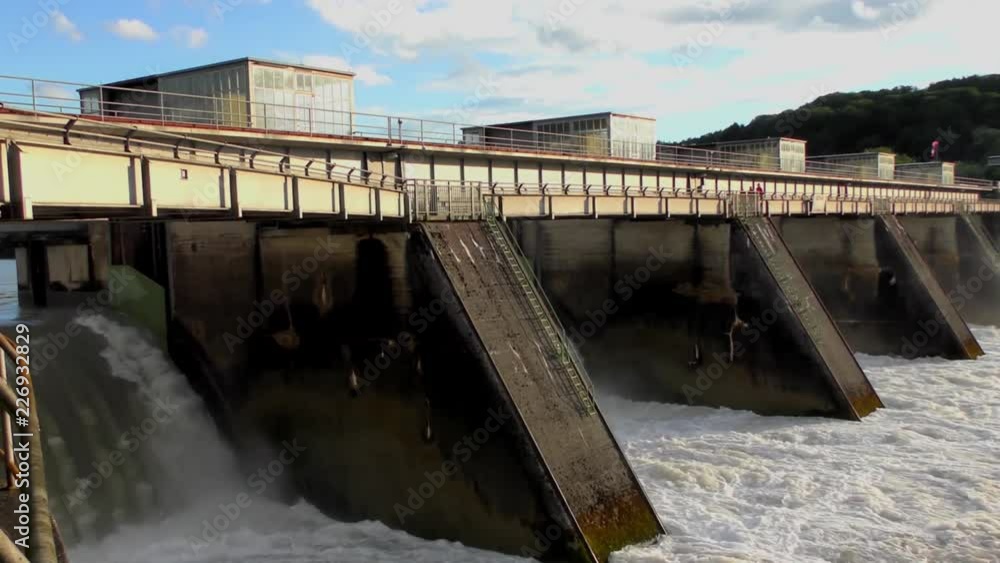 Spillway of the Passau-Ingling hydroelectric dam in Passau, Bayern, Germany Spillway of the Passau-Ingling hydroelectric dam in Passau, Bayern, Germany