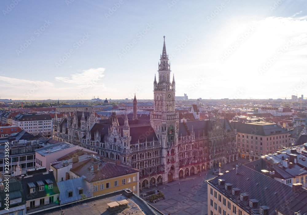 Aerial Marienplatz Munich Germany 