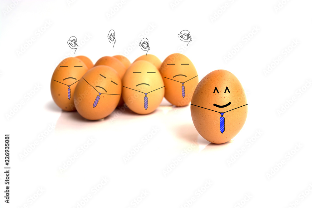 happy business egg with many  friend  no idea.