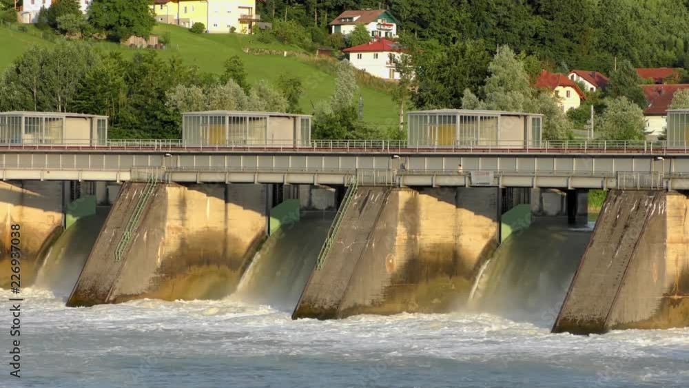 Spillway of the Passau-Ingling hydroelectric dam in Passau, Bayern, Germany Spillway of the Passau-Ingling hydroelectric dam in Passau, Bayern, Germany