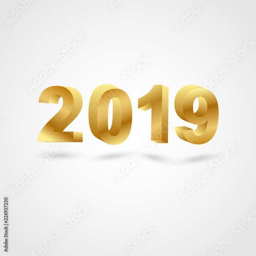 Golden 2019 on gray background
