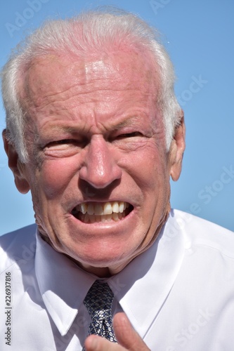 Angry Adult Senior Businessman Isolated