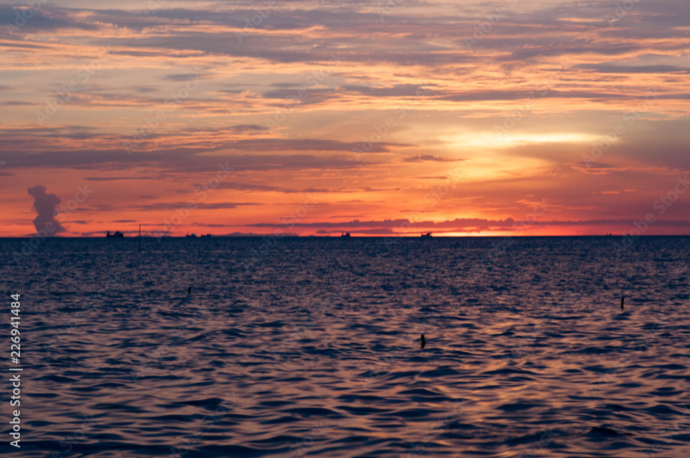 Beautiful red sunset over the ocean Beautiful red sunset over the ocean