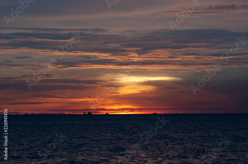 Beautiful red sunset over the ocean © Tushchakorn