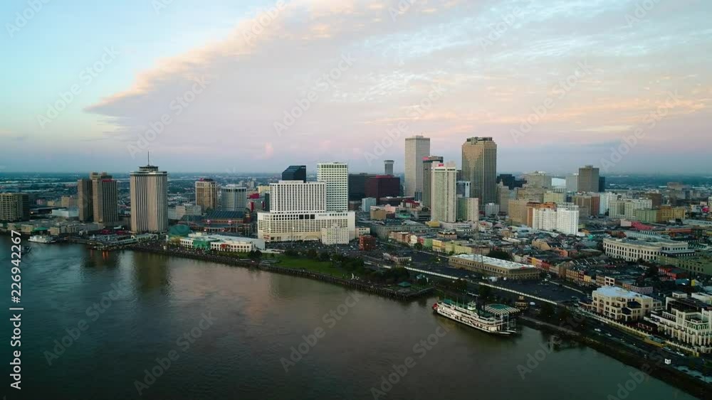 New Orleans, Louisiana, USA Skyline Flyover