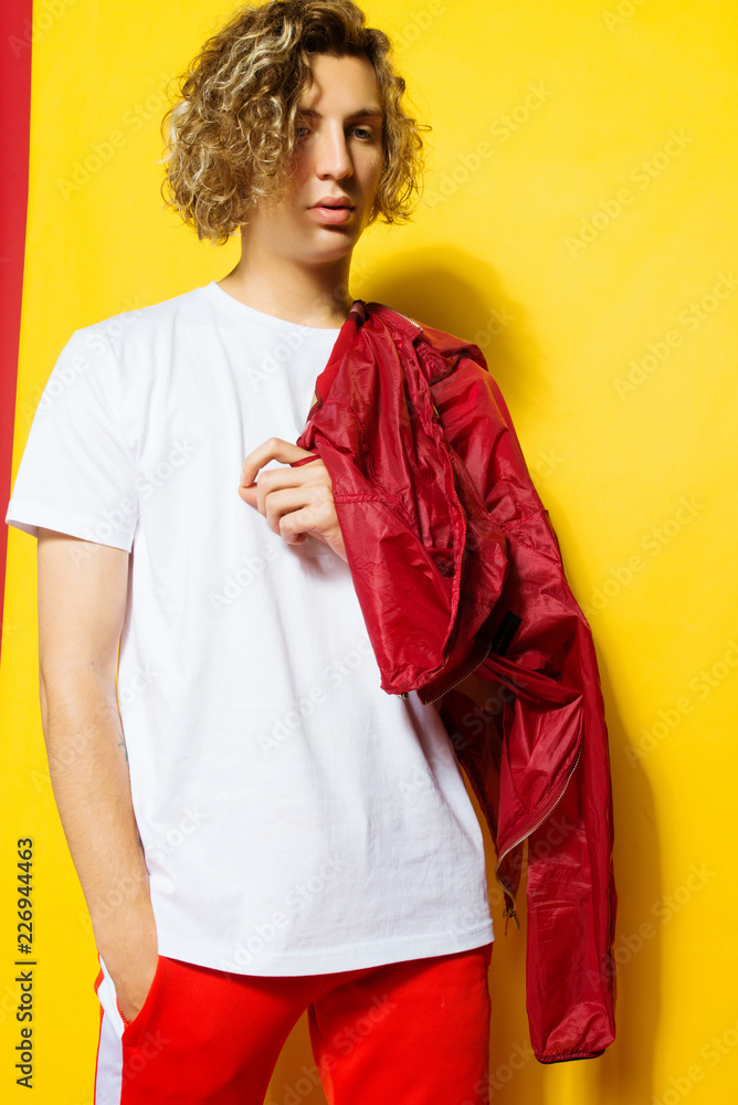 Handsome blonde guy doing fashion shoot Handsome blonde guy doing fashion shoot